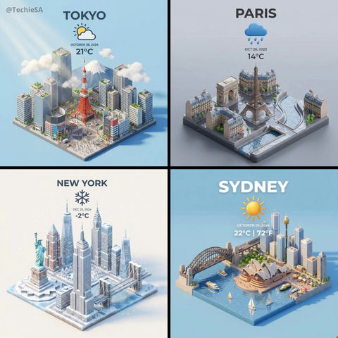 城市俯视等距3D卡通微缩场景