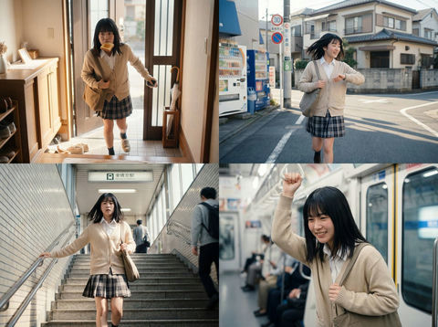 日系少女赶地铁 3