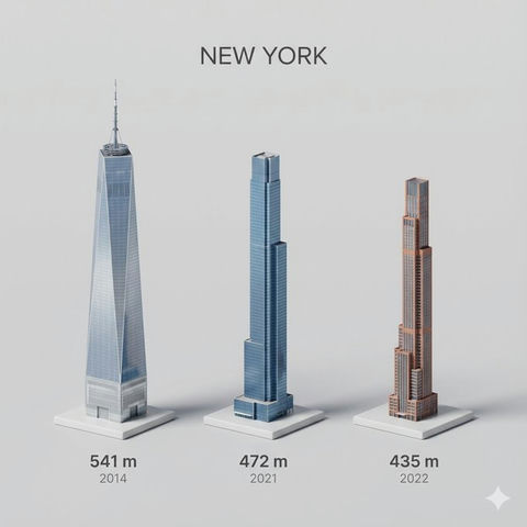 微缩3D卡通视图展城市最高的三座建筑 3