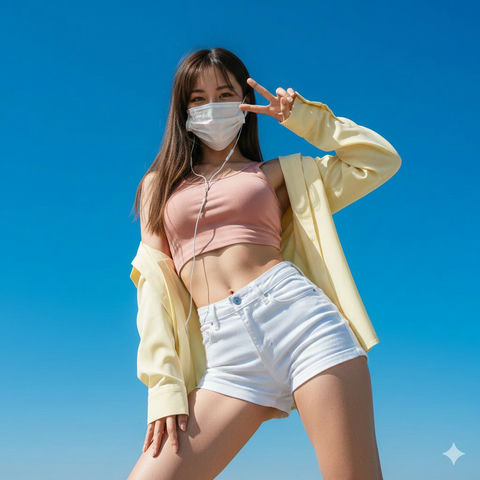 戴口罩的妹子比了个耶 3