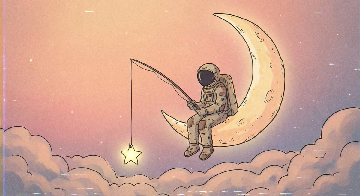 宇航员坐在弯弯的月亮边钓星星 2