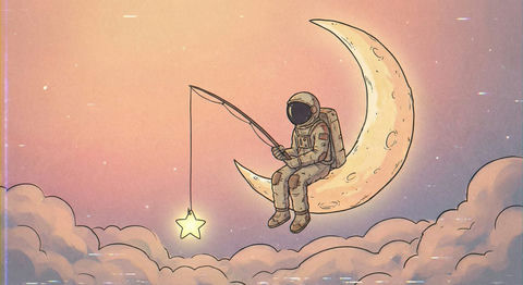 宇航员坐在弯弯的月亮边钓星星 3