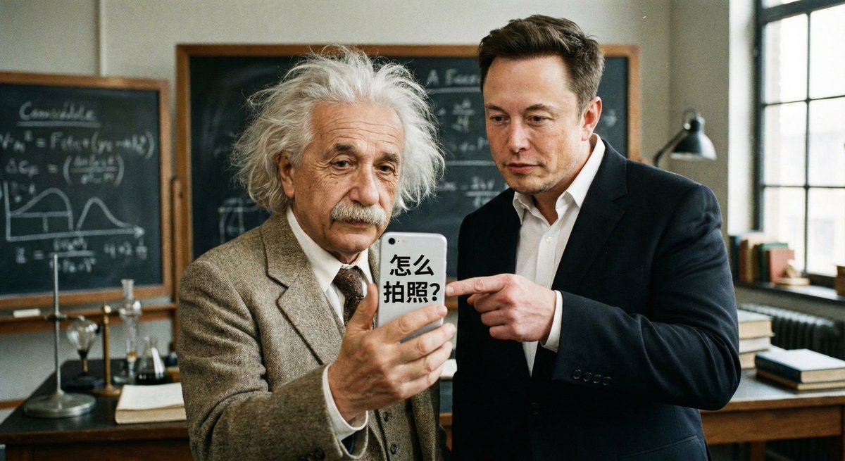 马斯克教爱因斯坦拍照 2