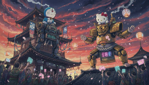 超现实主义日式水墨画 3