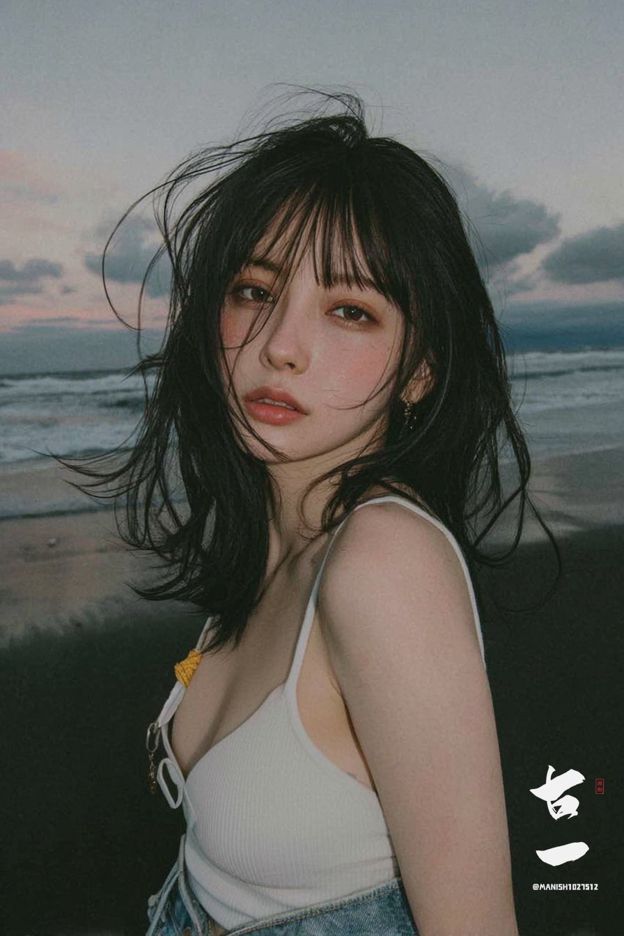 女子海边电影风格肖像照 2