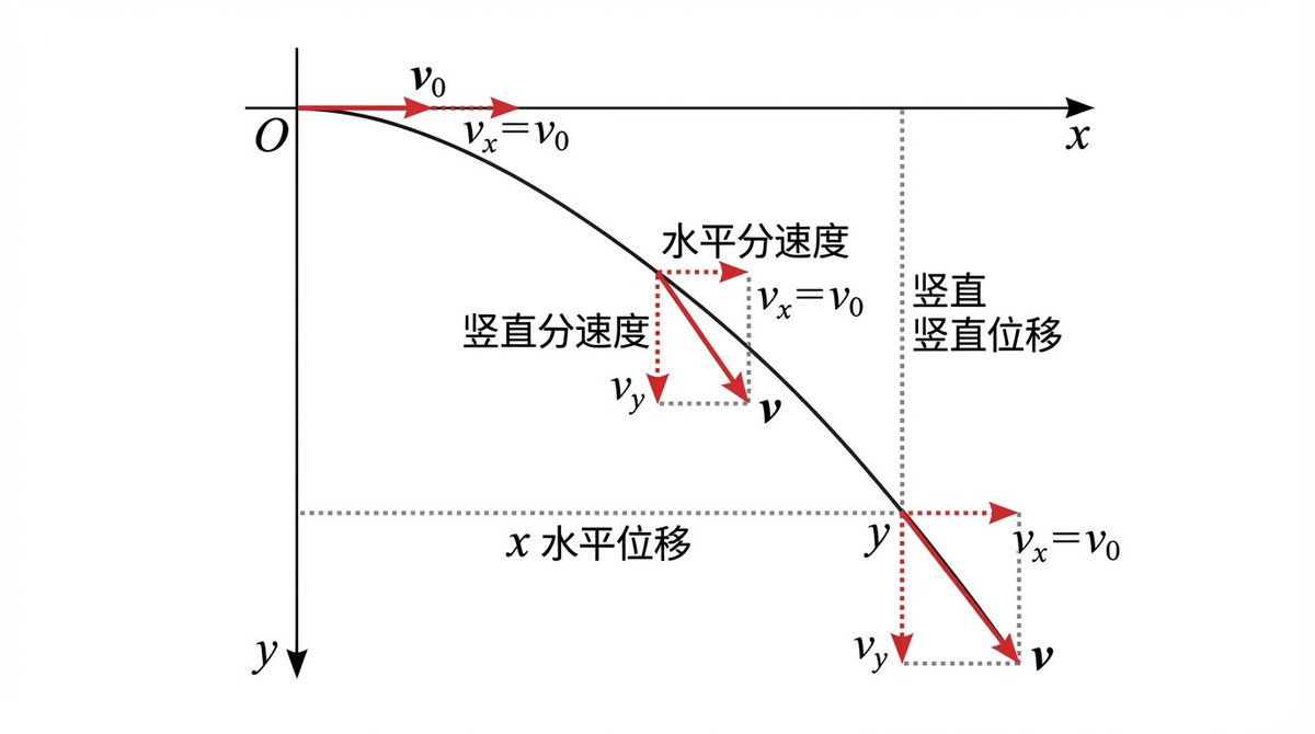 平抛运动轨迹与速度位移分解图 2