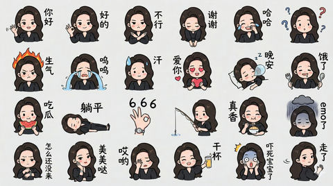 彩色手绘风格表情包 3