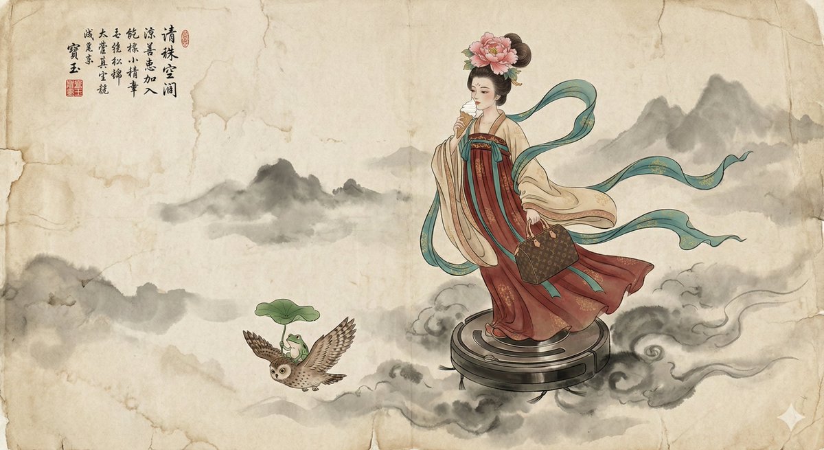传统的中国工笔水墨画-仙女 2