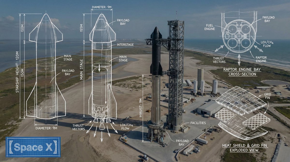 SPaceX工程原理图和蓝图线条 2